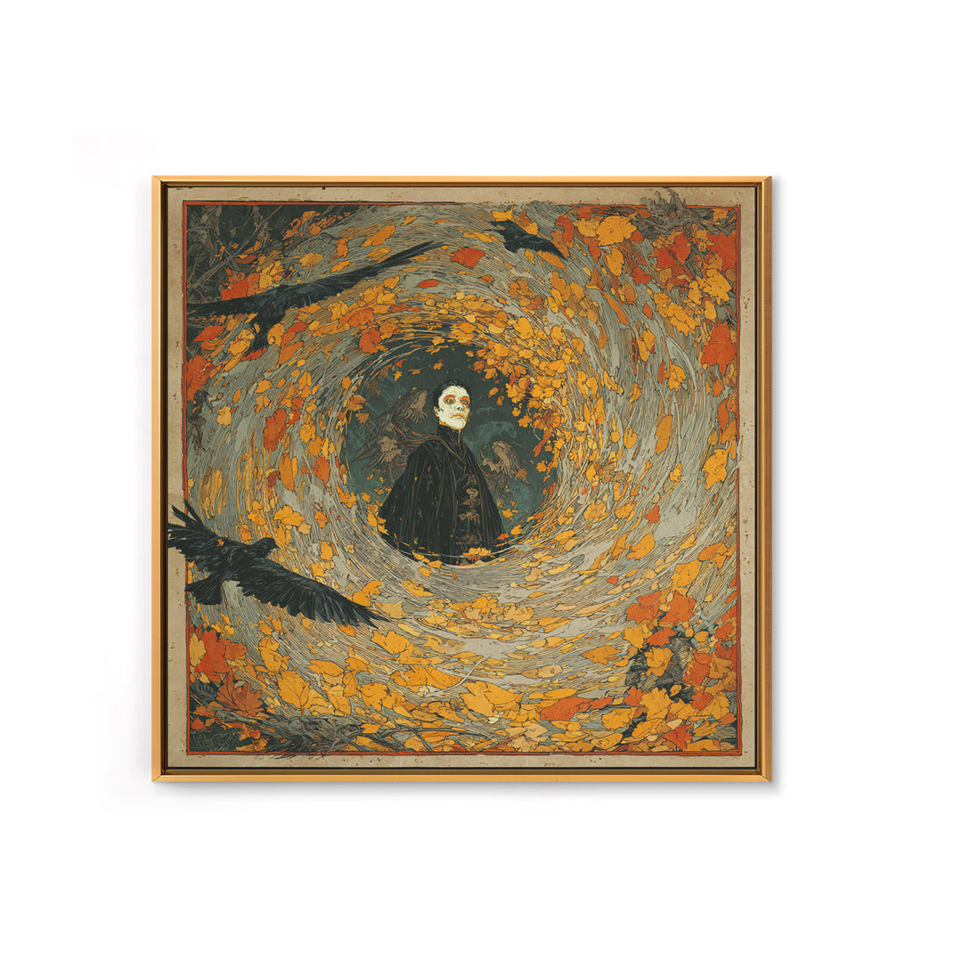 The Autumn-Leaf Ghost, Decadent Gothic Art, Square Wall Art, Macabre Wall Art, Canvas Print, Halloween Wall Art, Spooky Wall Decor