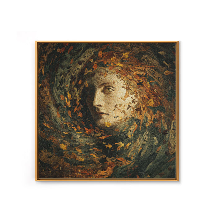 The Autumn-Leaf Ghost, Expressionist Gothic Art, Square Wall Art, Dark Fantasy Wall Art, Framed Canvas Print, Halloween Wall Art