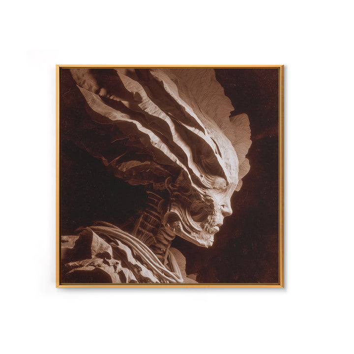 The Autumn-Leaf Ghost, Biomechanical Horror Art, Square Wall Art, Dark Halloween Decor, Framed Canvas Print, Halloween Wall Art