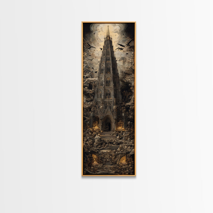 The Cathedral Of Bones, Dark Renaissance Art, Tall Narrow Wall Art, Dark Fantasy Wall Art, Canvas Print, Halloween Wall Art