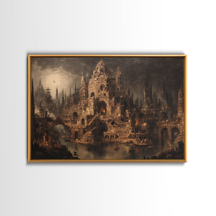 The Cathedral Of Bones, Symbolist Gothic Landscape, Landscape Wall Art, Macabre Wall Art, Canvas Print, Halloween Wall Art