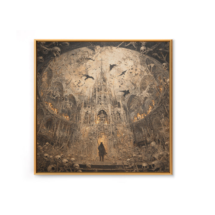 The Cathedral Of Bones, Grotesque Carnival Art, Square Wall Art, Dark Halloween Decor, Framed Canvas Print, Halloween Wall Art