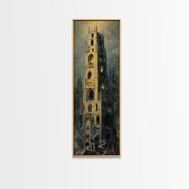The Cathedral Of Bones, Surreal Apocalyptic Art, Tall Narrow Wall Art, Gothic Horror Wall Art, Framed Canvas Print