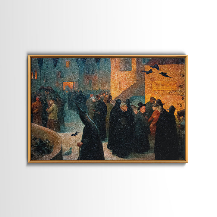 The Town Where Shadows Live, Medieval Grotesque Art, Landscape Wall Art, Gothic Horror Wall Art, Framed Canvas Print