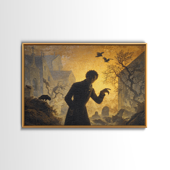 The Town Where Shadows Live, Romantic Gothic Landscape, Landscape Wall Art, Gothic Horror Wall Art, Framed Canvas Print