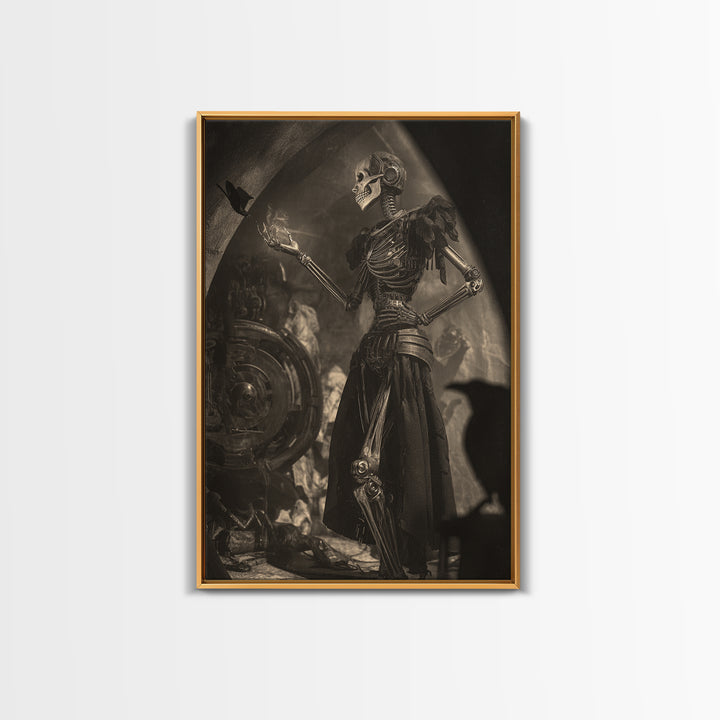 The Town Where Shadows Live, Biomechanical Horror Art, Vertical Wall Art, Gothic Horror Wall Art, Framed Canvas Print, Halloween Wall Art