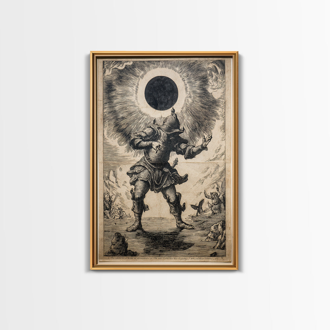 The Eclipse Summoning, Renaissance Engraving Art, Vertical Wall Art, Gothic Horror Wall Art, Canvas Print, Halloween Wall Art