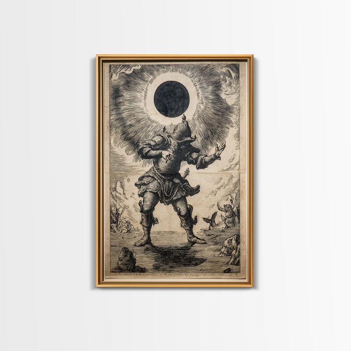 The Eclipse Summoning, Renaissance Engraving Art, Vertical Wall Art, Gothic Horror Wall Art, Canvas Print, Halloween Wall Art