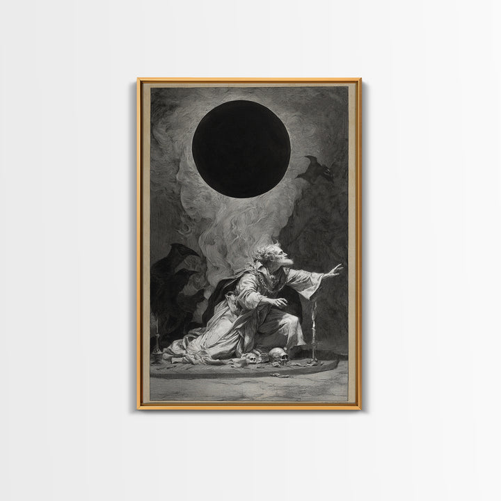 The Eclipse Summoning, Decadent Gothic Art, Vertical Wall Art, Dark Halloween Decor, Canvas Print, Halloween Wall Art