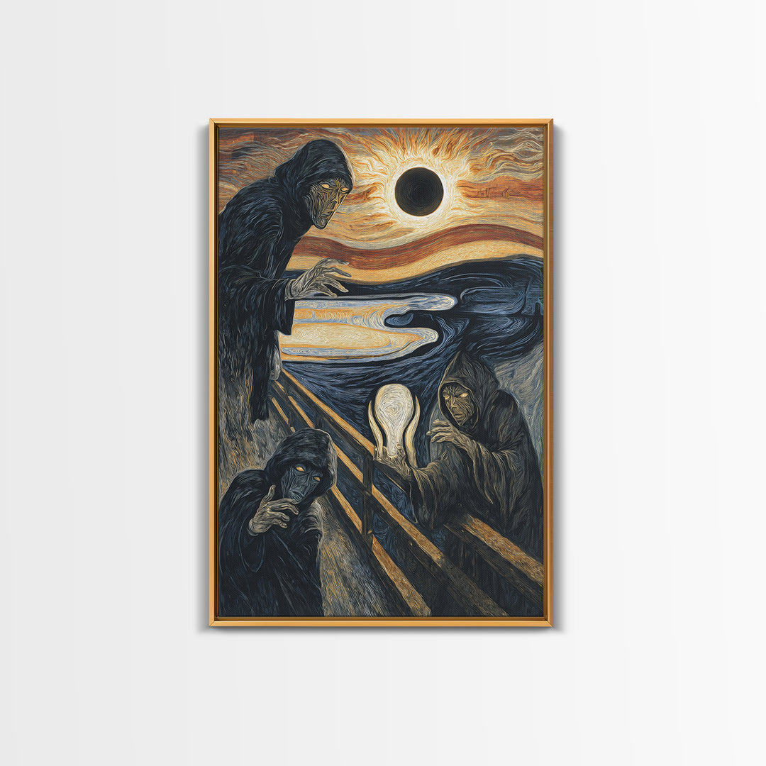 The Eclipse Summoning, Expressionist Gothic Art, Vertical Wall Art, Gothic Horror Wall Art, Framed Canvas Print, Halloween Wall Art