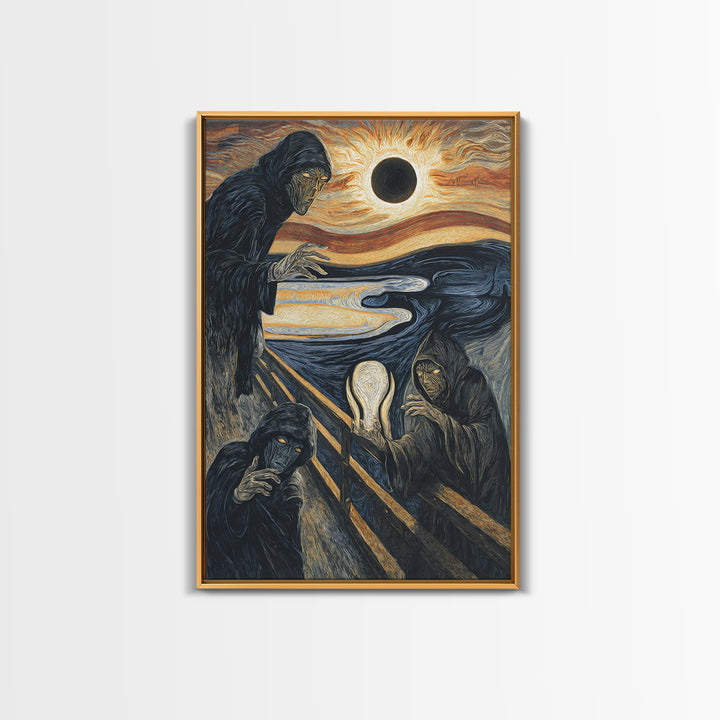 The Eclipse Summoning, Expressionist Gothic Art, Vertical Wall Art, Gothic Horror Wall Art, Framed Canvas Print, Halloween Wall Art