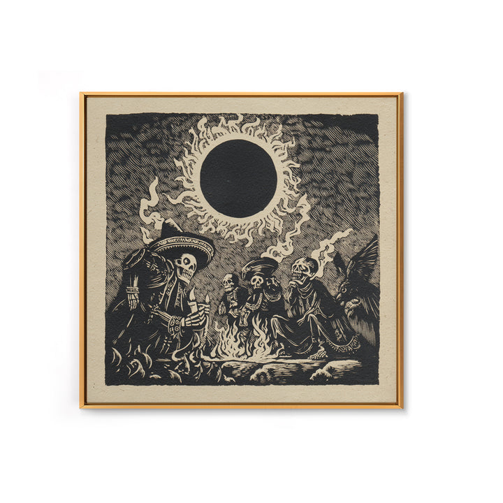 The Eclipse Summoning, Macabre Folk Print Art, Square Wall Art, Dark Fantasy Wall Art, Framed Canvas Print, Halloween Wall Art