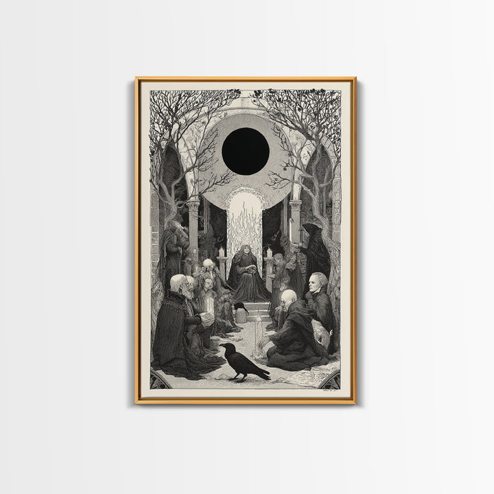 The Eclipse Summoning, Victorian Macabre Art, Vertical Wall Art, Gothic Horror Wall Art, Canvas Print, Halloween Wall Art