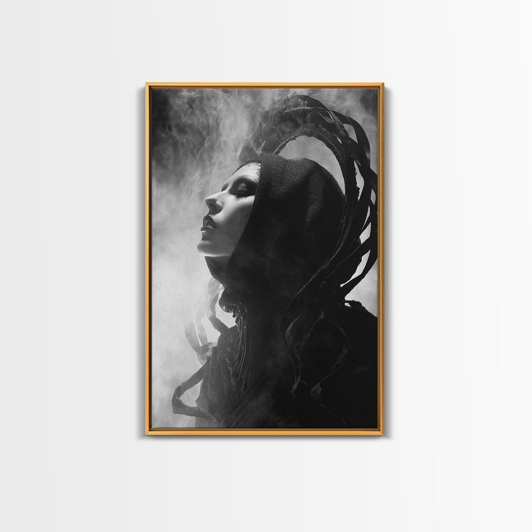 The Eclipse Summoning, Biomechanical Horror Art, Vertical Wall Art, Gothic Horror Wall Art, Canvas Print, Halloween Wall Art