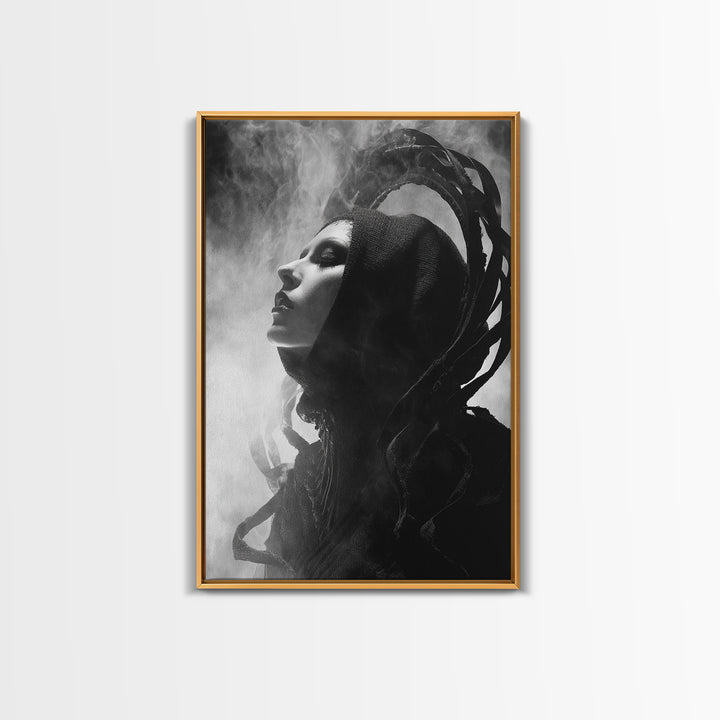 The Eclipse Summoning, Biomechanical Horror Art, Vertical Wall Art, Gothic Horror Wall Art, Canvas Print, Halloween Wall Art
