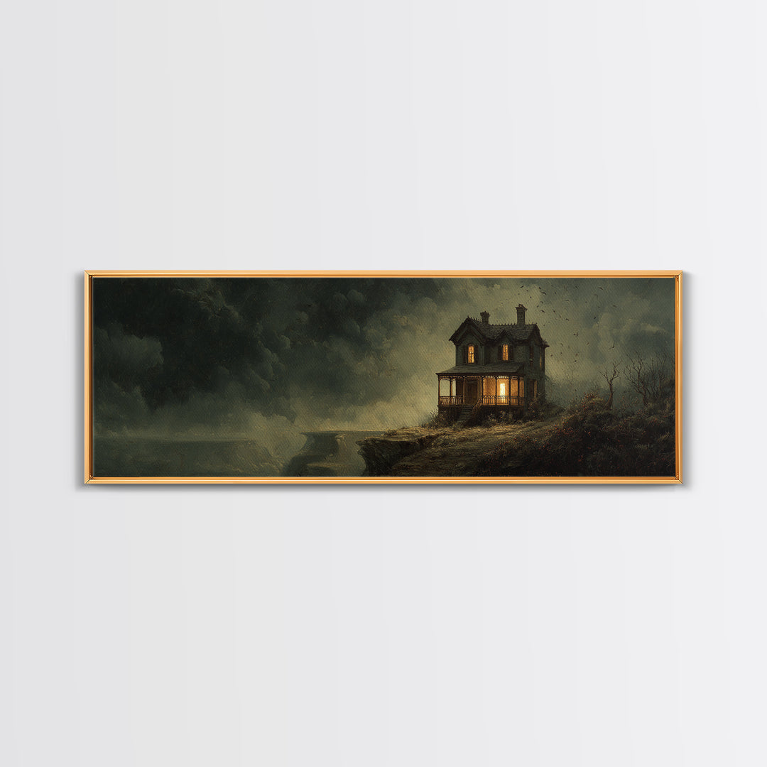 The Last House At The World'S Edge, Medieval Grotesque Art, Extra Wide Wall Art, Macabre Wall Art, Framed Canvas Print