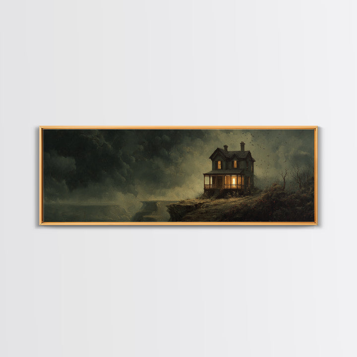 The Last House At The World'S Edge, Medieval Grotesque Art, Extra Wide Wall Art, Macabre Wall Art, Framed Canvas Print