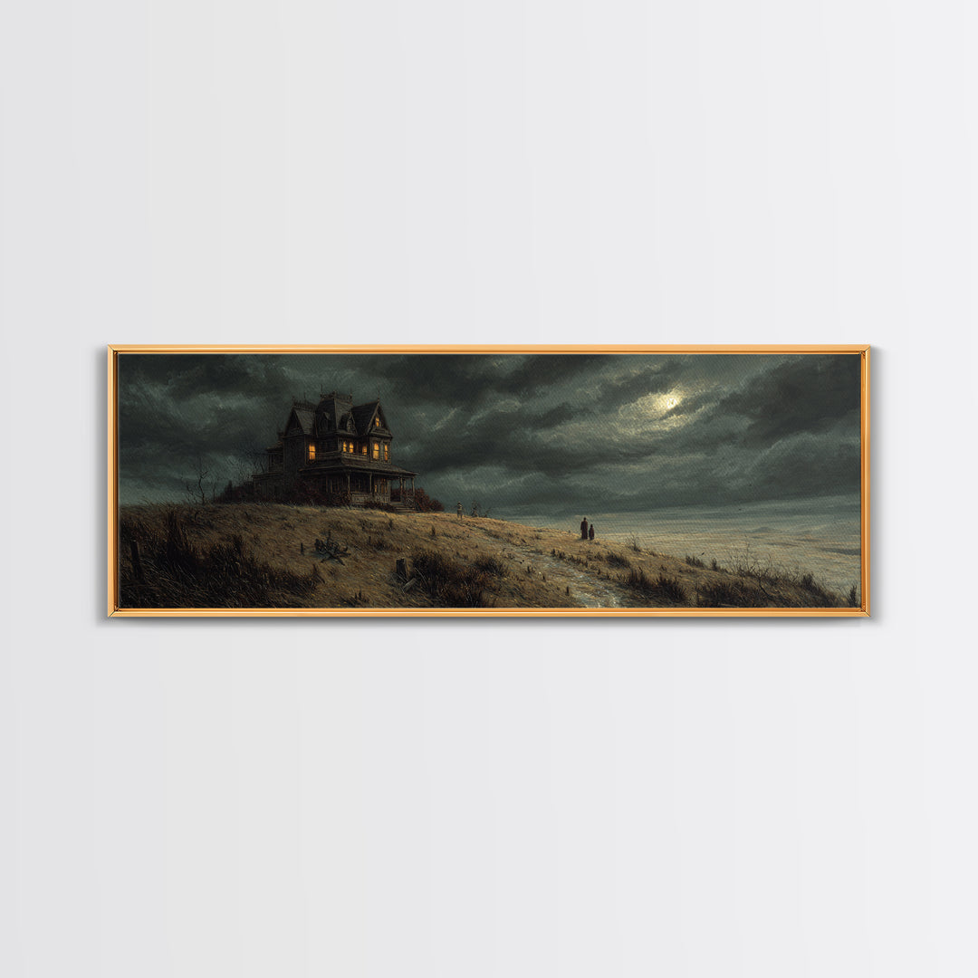 The Last House At The World'S Edge, Danse Macabre Art, Extra Wide Wall Art, Dark Halloween Decor, Canvas Print