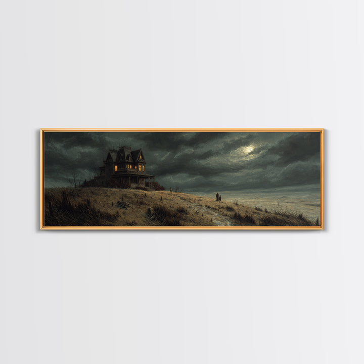 The Last House At The World'S Edge, Danse Macabre Art, Extra Wide Wall Art, Dark Halloween Decor, Canvas Print