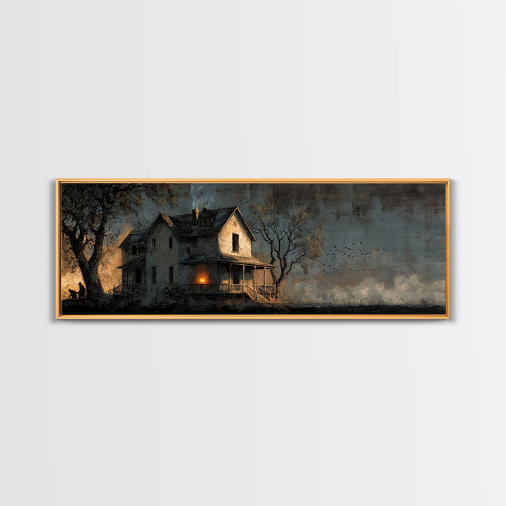 The Last House At The World'S Edge, Dark Romantic Horror Art, Extra Wide Wall Art, Dark Fantasy Wall Art, Framed Canvas Print