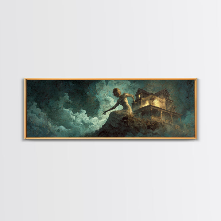 The Last House At The World'S Edge, Visionary Gothic Art, Extra Wide Wall Art, Macabre Wall Art, Canvas Print, Halloween Wall Art