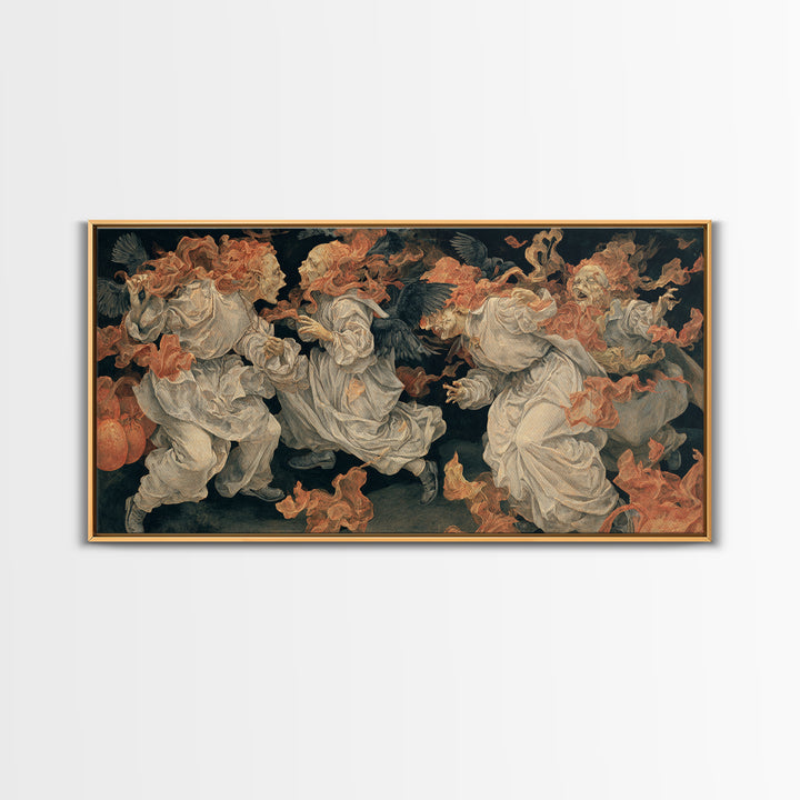 Halloween On Another Planet, Dark Renaissance Art, Wide Panoramic Art, Dark Halloween Decor, Canvas Print, Halloween Wall Art