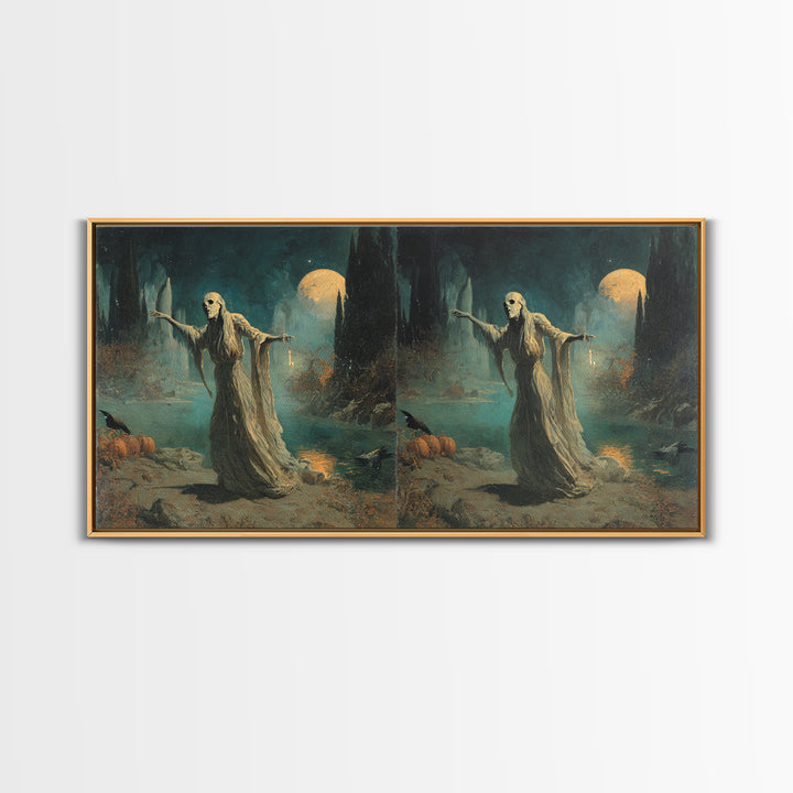 Halloween On Another Planet, Symbolist Gothic Landscape, Wide Panoramic Art, Dark Fantasy Wall Art, Canvas Print, Halloween Wall Art
