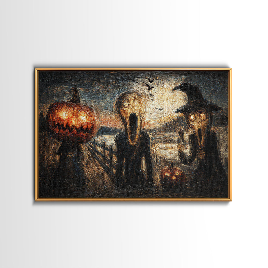 Halloween On Another Planet, Expressionist Gothic Art, Landscape Wall Art, Gothic Horror Wall Art, Framed Canvas Print, Halloween Wall Art