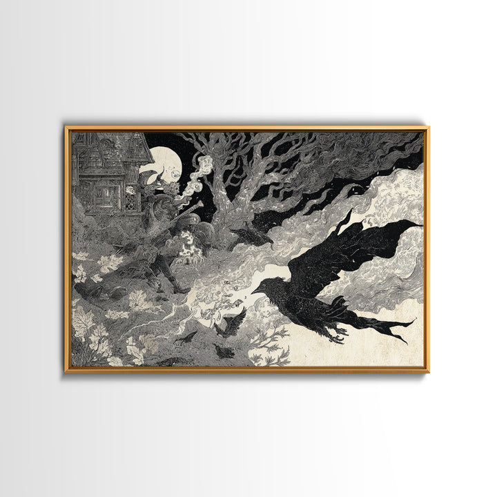 Halloween On Another Planet, Victorian Macabre Art, Landscape Wall Art, Macabre Wall Art, Framed Canvas Print, Halloween Wall Art