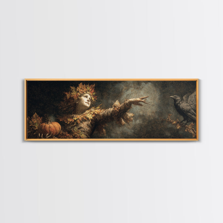 The Personification Of October, Dark Romantic Horror Art, Extra Wide Wall Art, Gothic Horror Wall Art, Canvas Print, Halloween Wall Art