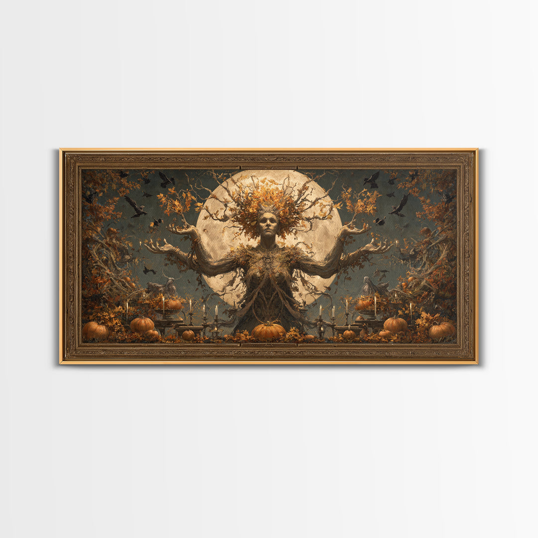 The Personification Of October, Apocalyptic Romantic Art, Wide Panoramic Art, Gothic Horror Wall Art, Canvas Print, Halloween Wall Art