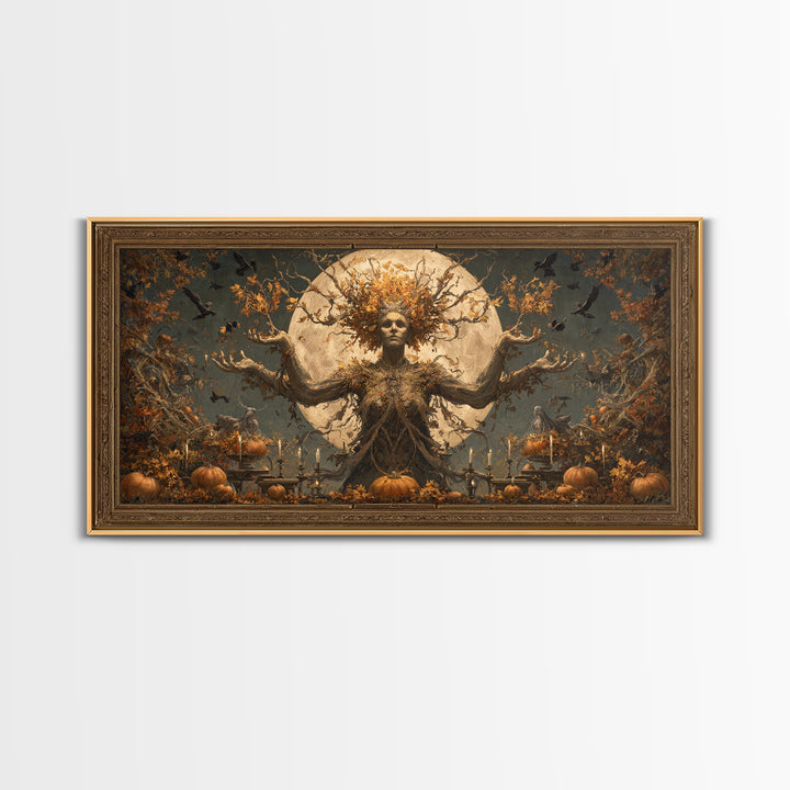 The Personification Of October, Apocalyptic Romantic Art, Wide Panoramic Art, Gothic Horror Wall Art, Canvas Print, Halloween Wall Art