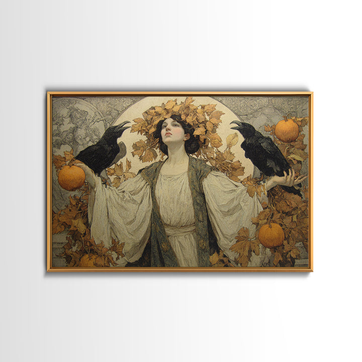 The Personification Of October, Symbolist Death Art, Landscape Wall Art, Dark Fantasy Wall Art, Framed Canvas Print