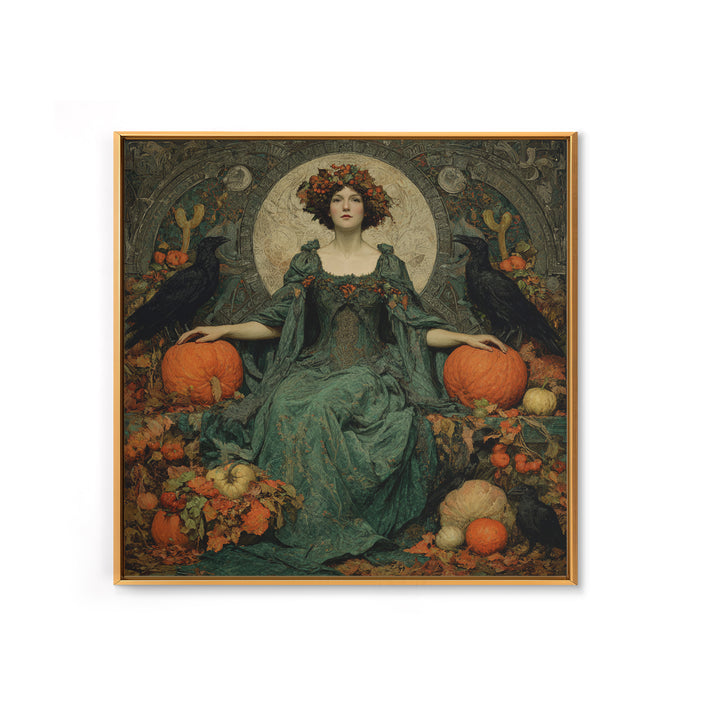 The Personification Of October, Dark Symbolist Art, Square Wall Art, Dark Fantasy Wall Art, Framed Canvas Print, Gothic Home Decor