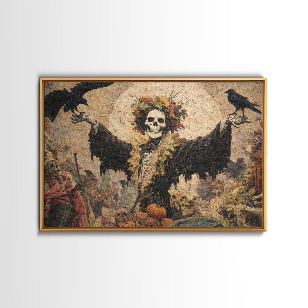 The Personification Of October, Grotesque Carnival Art, Landscape Wall Art, Macabre Wall Art, Framed Canvas Print, Halloween Wall Art
