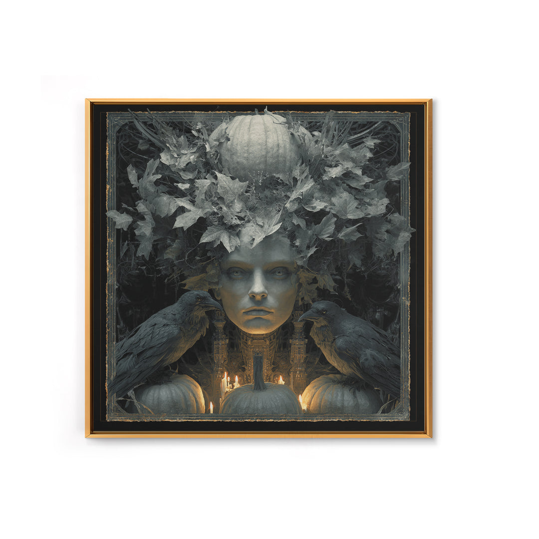 The Personification Of October, Biomechanical Horror Art, Square Wall Art, Dark Halloween Decor, Canvas Print, Halloween Wall Art