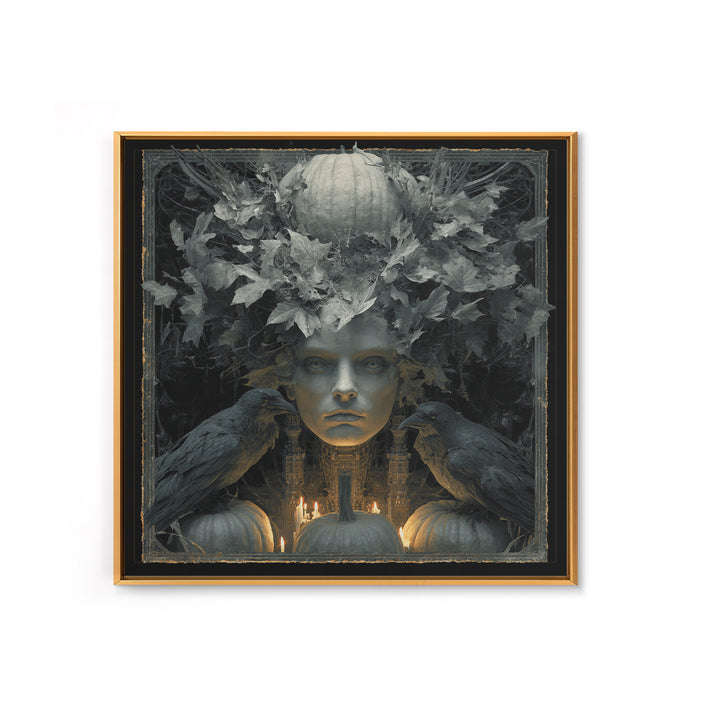 The Personification Of October, Biomechanical Horror Art, Square Wall Art, Dark Halloween Decor, Canvas Print, Halloween Wall Art