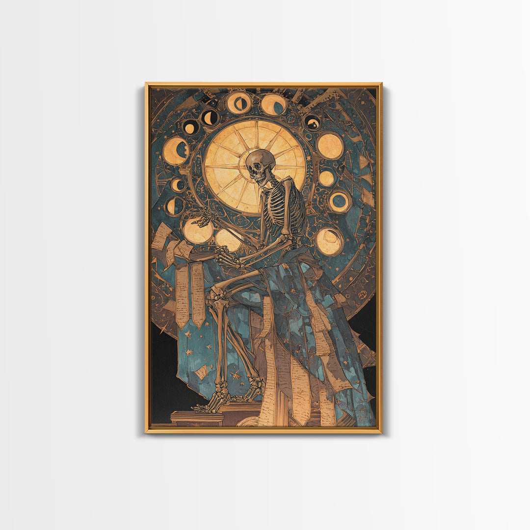 The Astronomer Of The Hollow Sky, Stained Glass Gothic Art, Vertical Wall Art, Dark Halloween Decor, Framed Canvas Print