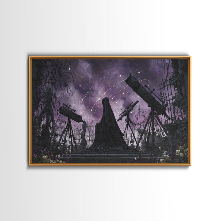 The Widow Of The Whispering Comet, Expressionist Nightmare Art, Landscape Wall Art, Macabre Wall Art, Canvas Print, Halloween Wall Art
