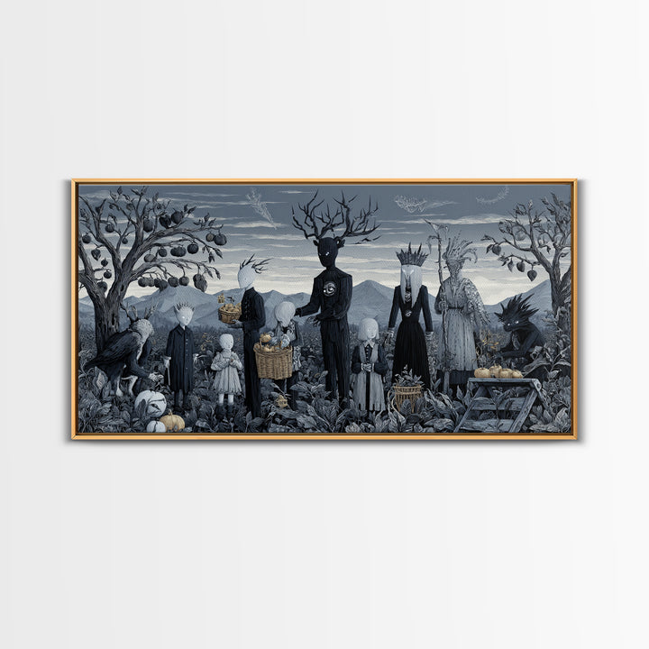 The Children Of The Star Orchard, Symbolist Dream Art, Wide Panoramic Art, Macabre Wall Art, Canvas Print, Halloween Wall Art