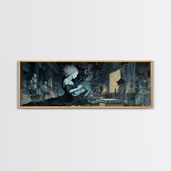 The Seamstress Of Living Nebulae, Expressionist Nightmare Art, Extra Wide Wall Art, Eldritch Wall Decor, Framed Canvas Print