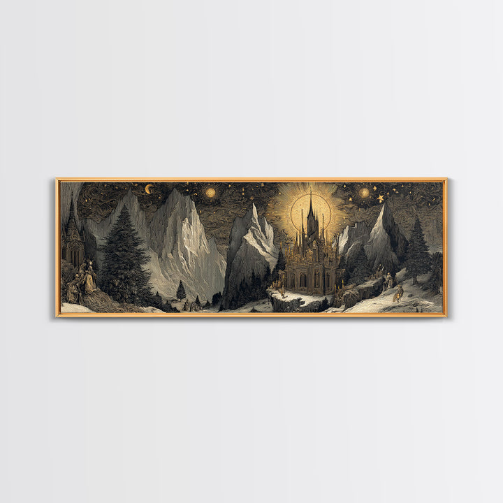 The Candelit Ark Of Forgotten Stars, Gothic Storybook Art, Extra Wide Wall Art, Macabre Wall Art, Canvas Print, Halloween Wall Art