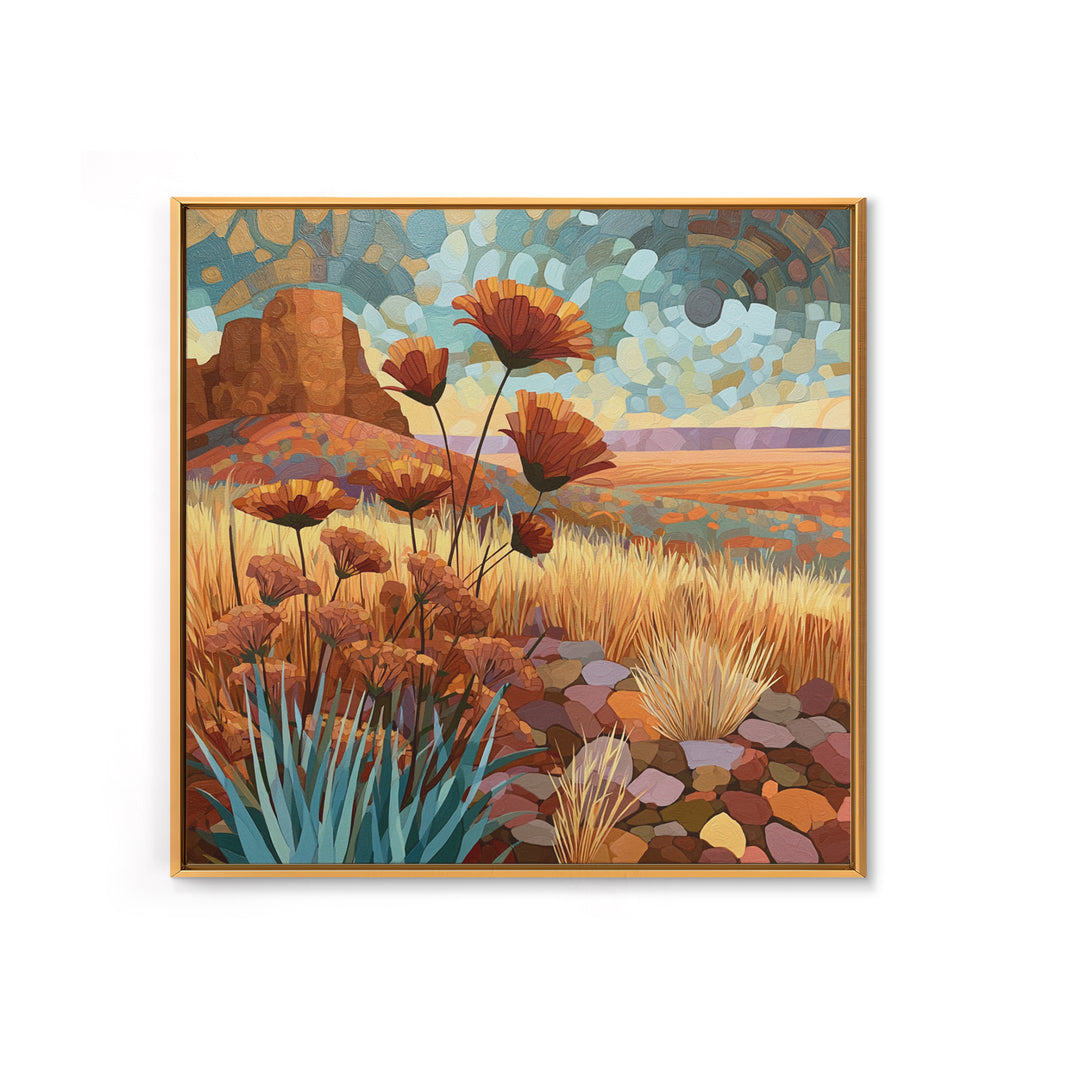 Desert Wildflowers After Spring Rain Framed Canvas Print, Desert Art, Wall Art Prints, Southwestern Decor, Fine Art, Desert, DES-1x1-28