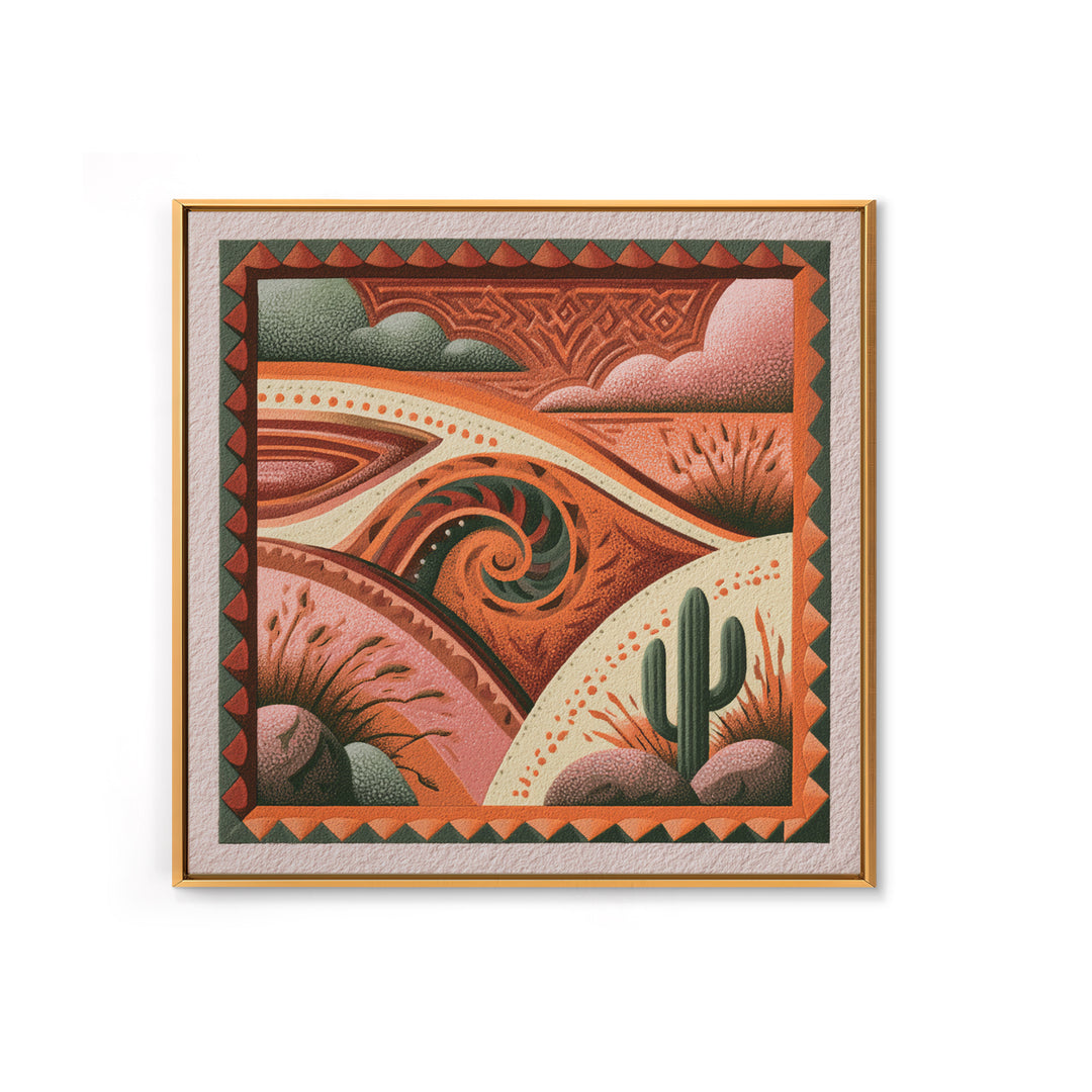 Wind Carved Dune Patterns from Above Framed Canvas Print, Desert Art, Boho, Southwestern Decor, Watercolor Art, Desert, DES-1x1-44
