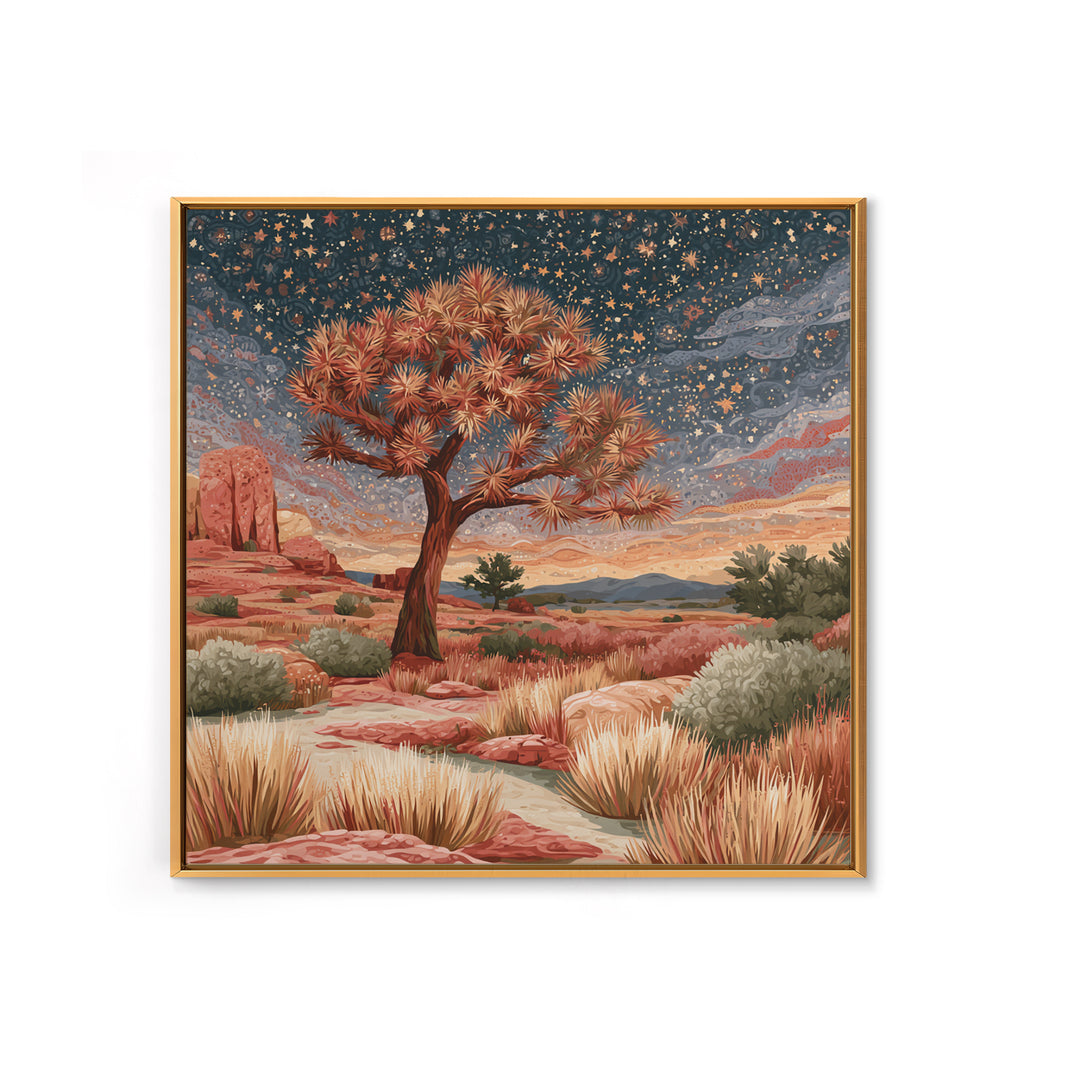 Joshua Tree under Star Filled Night Canvas Print, Desert Art, Modern Decor, Southwestern Decor, Fine Art, Desert, Room Decor, DES-1x1-54