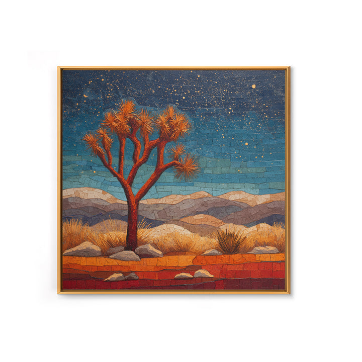 Joshua Tree under Star Filled Night Framed Canvas Print, Desert Art, Botanical Art, Southwestern Decor, Fine Art, Desert, DES-1x1-6