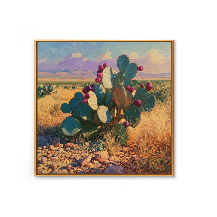 Prickly Pear Cactus Framed Canvas Print, Desert Art, Statement Artwork, Southwestern Decor, Fine Art, Desert, DES-1x1-67