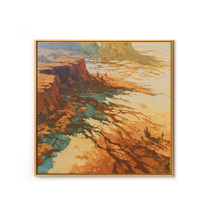 Wind Carved Dune Patterns from Above Framed Canvas Print, Desert Art, Western Wall Art, Southwestern Decor, Oil Painting, DES-1x1-68