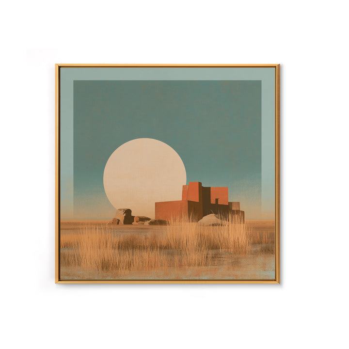 Minimal Beige Sun Framed Canvas Print, Desert Art, Gallery Decor, Southwestern Decor, Oil Painting, Desert, Home Decor, DES-1x1-70
