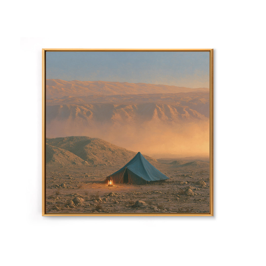 Moroccan Desert Tent Framed Canvas Print, Desert Art, Textured Painting, Southwestern Decor, Oil Painting, Desert, DES-1x1-83